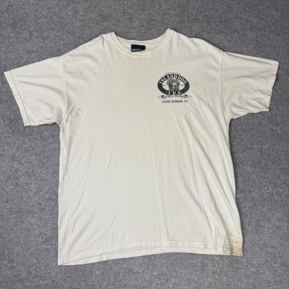 Breezin' Up Island Dog IPA T-Shirt Mens XL Cream Stone Harbor NJ Summerfest Tour